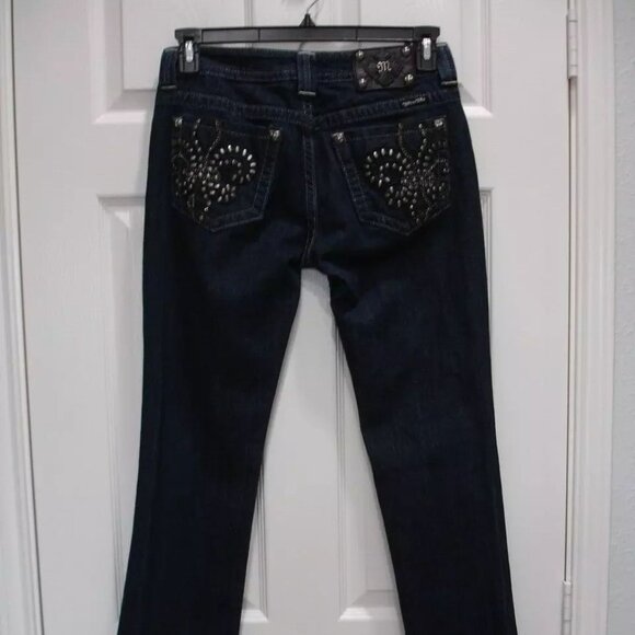 MISS ME Denim Women's Bling Fleur Rhinestones Low Rise Straight Jeans Size 29 - Picture 1 of 3